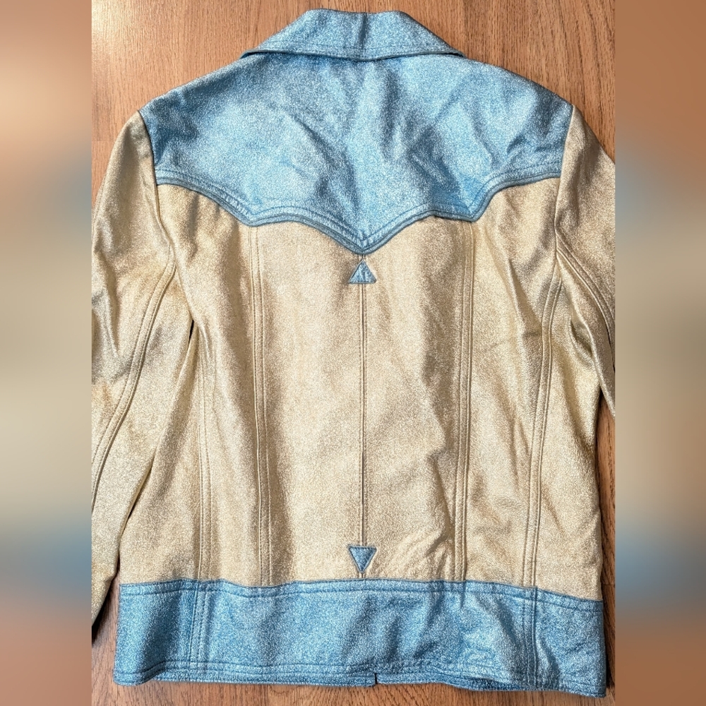 MARC JACOBS Blue western metallic womens cowboy leather Jacket vintage Coat sz S - Picture 12 of 13